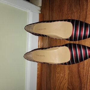 Talbots Women's Striped Black and Red Heels